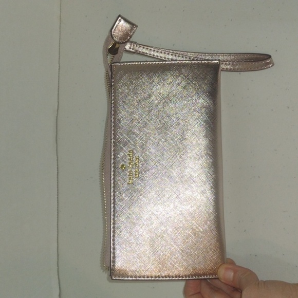Kate Spade metallic light pink Continental three pocket wallet wristlet clutch - Picture 2 of 16